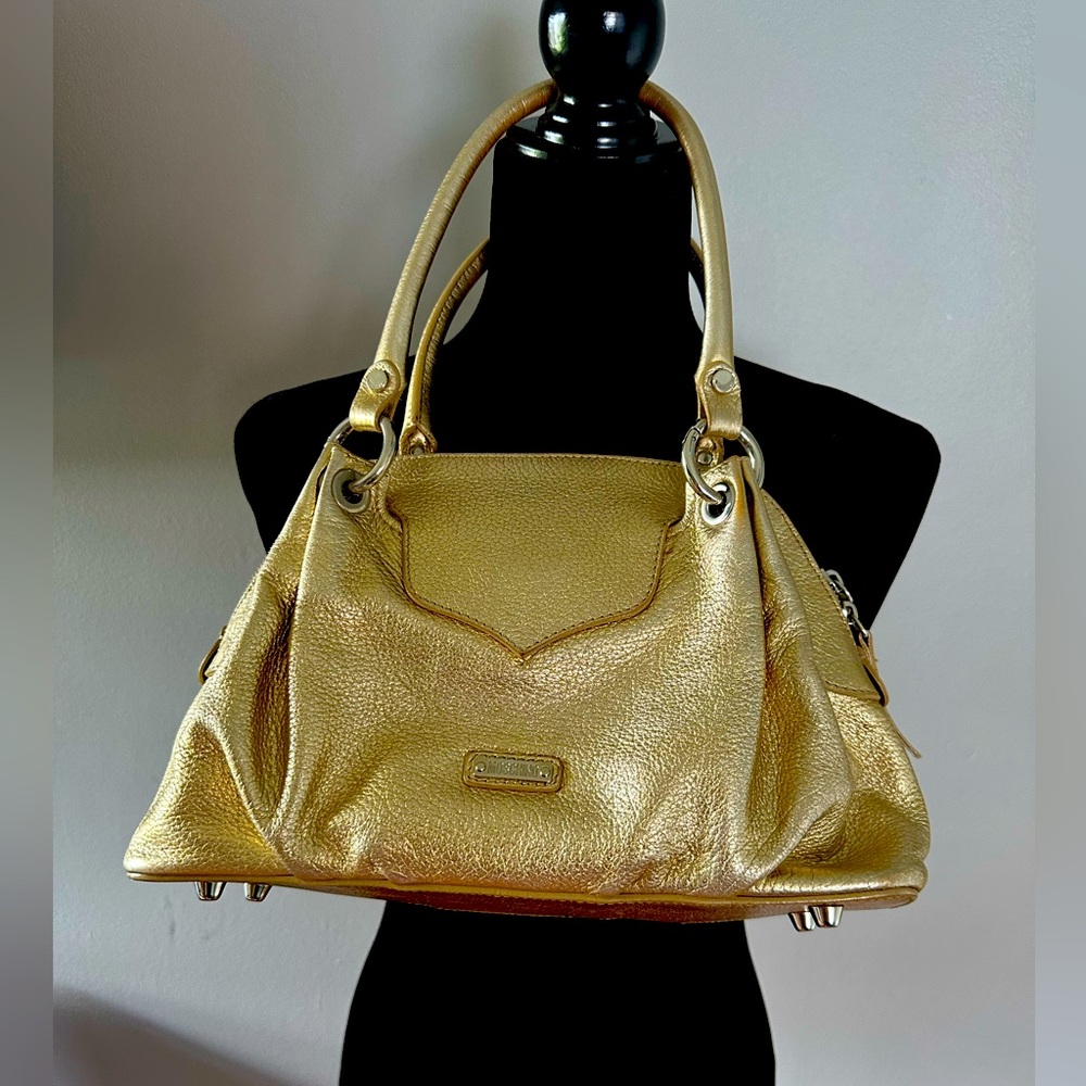 Moschino Metallic Gold Leather Satchel